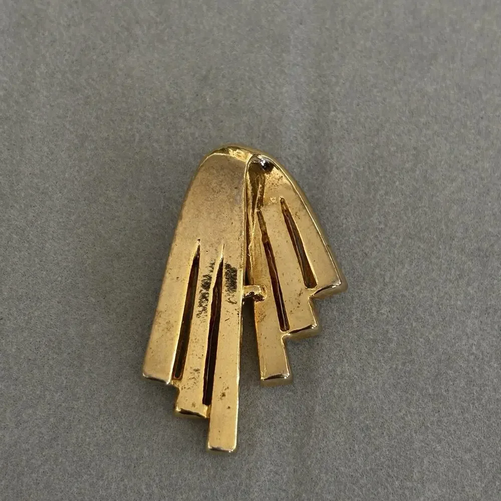 Vintage Gold Tone Rhinestone Pendant Slide Art Deco Style Channel Set 1.5